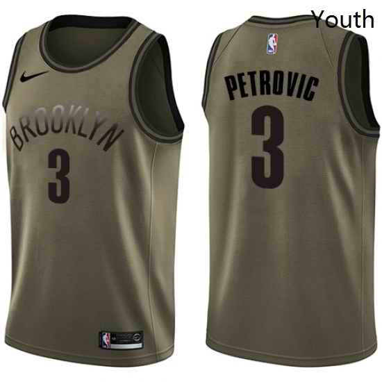 Youth Nike Brooklyn Nets 3 Drazen Petrovic Swingman Green Salute to Service NBA Jersey